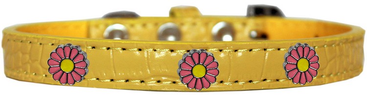 Pink Daisy Widget Croc Dog Collar Yellow Size 16